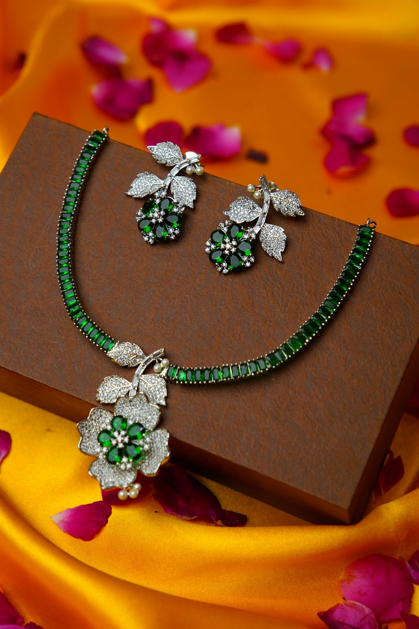 American Diamond Floral Necklace