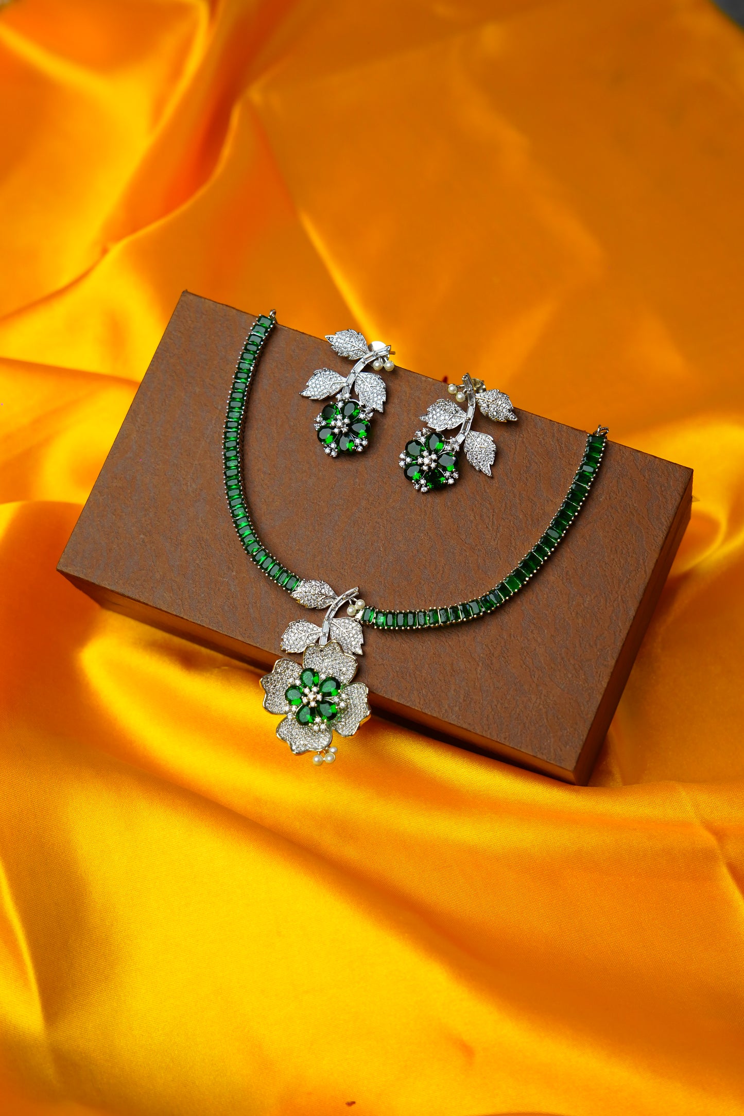 American Diamond Floral Necklace