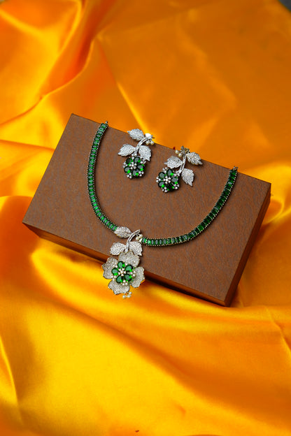 American Diamond Floral Necklace