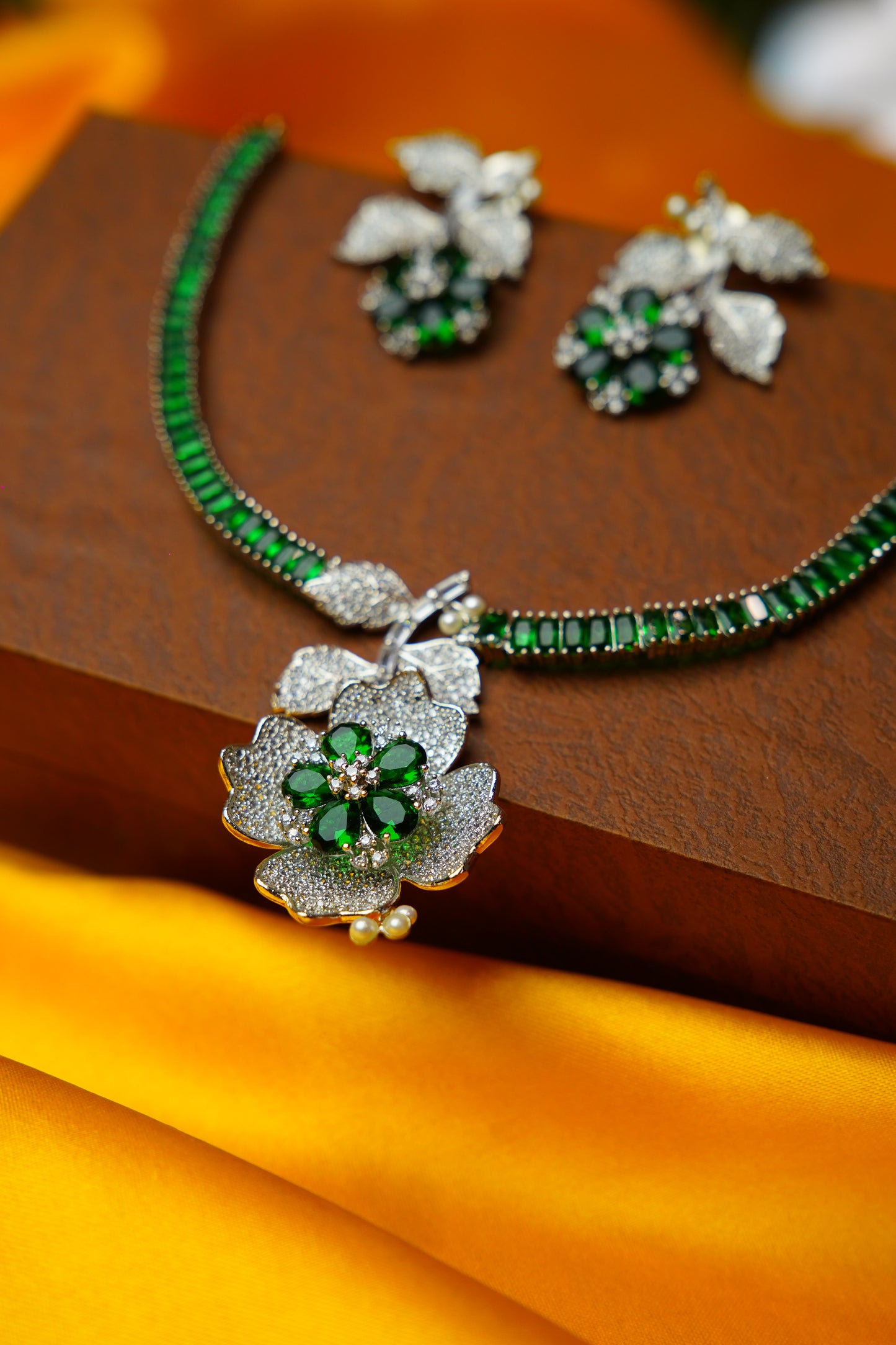 American Diamond Floral Necklace