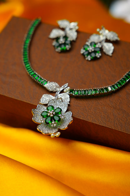 American Diamond Floral Necklace