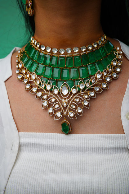 Double Emerable with mossanite Designer set