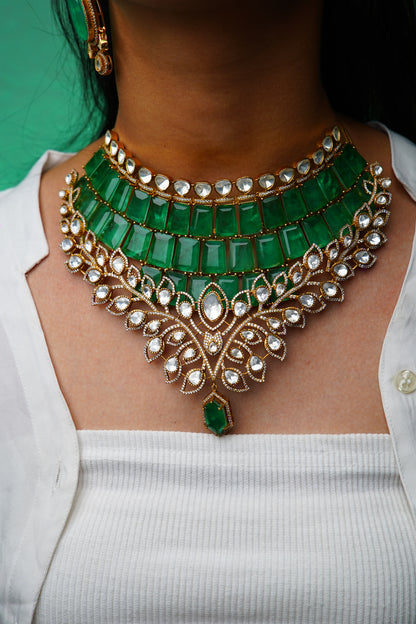 Double Emerable with mossanite Designer set