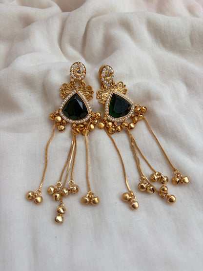 Kashmiri Green Pearl Work Earrings