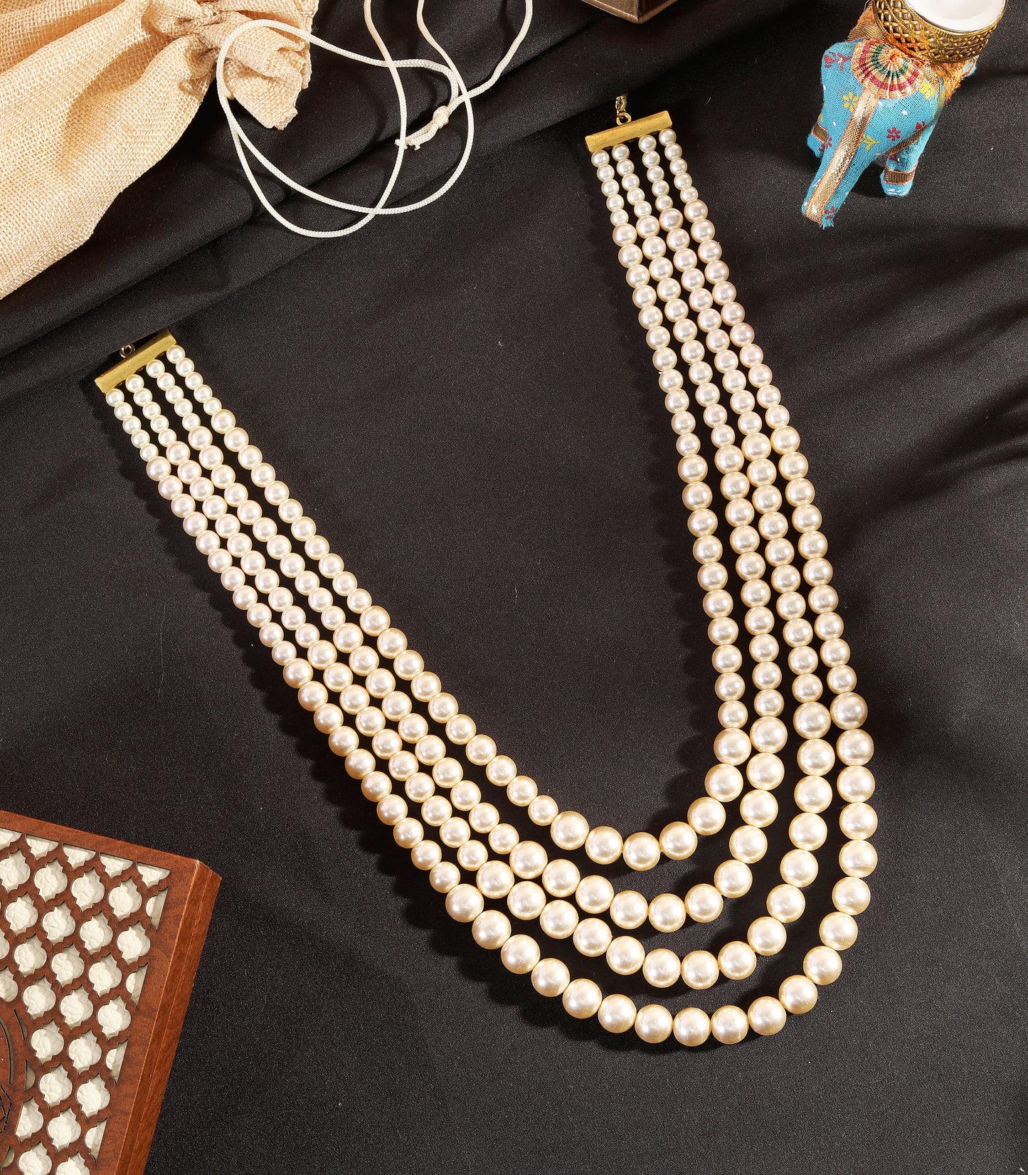 Layered Pearl Bridal Mala Necklace