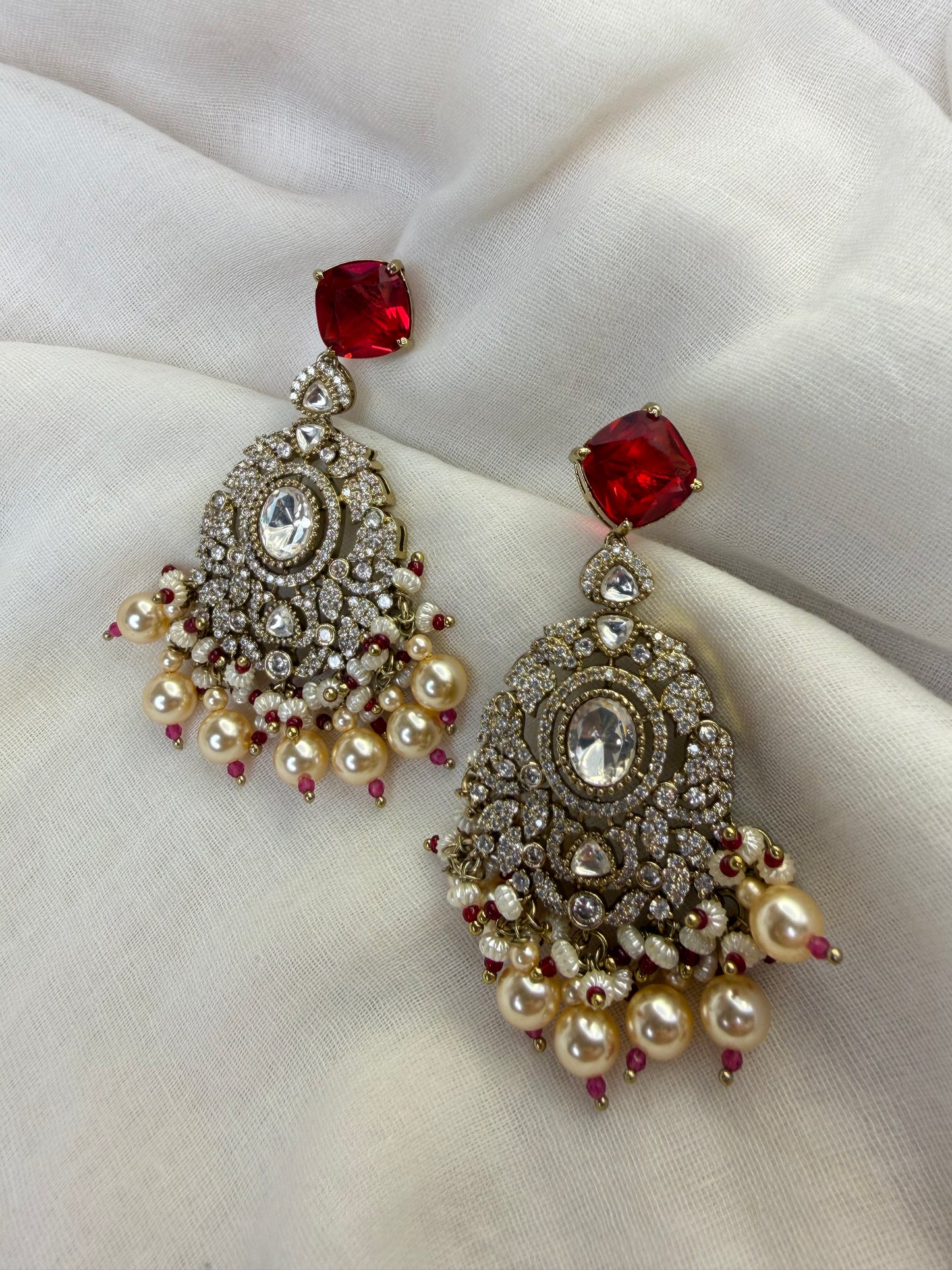 Premium Finish Ruby Moissanite Kundan Bridal Necklace