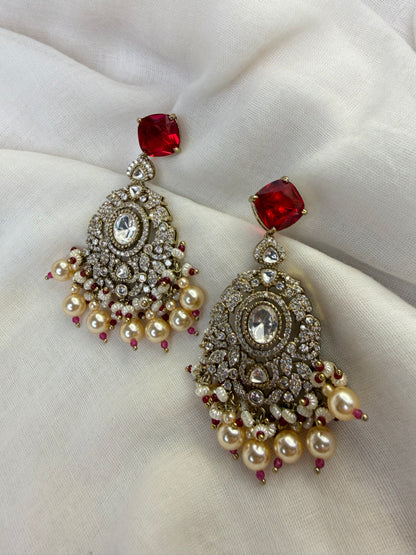 Premium Finish Ruby Moissanite Kundan Bridal Necklace