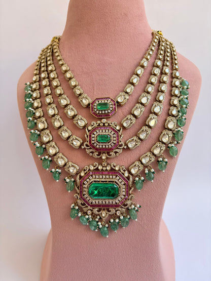 Multi Layer Pearl Moissanite Bridal Necklace