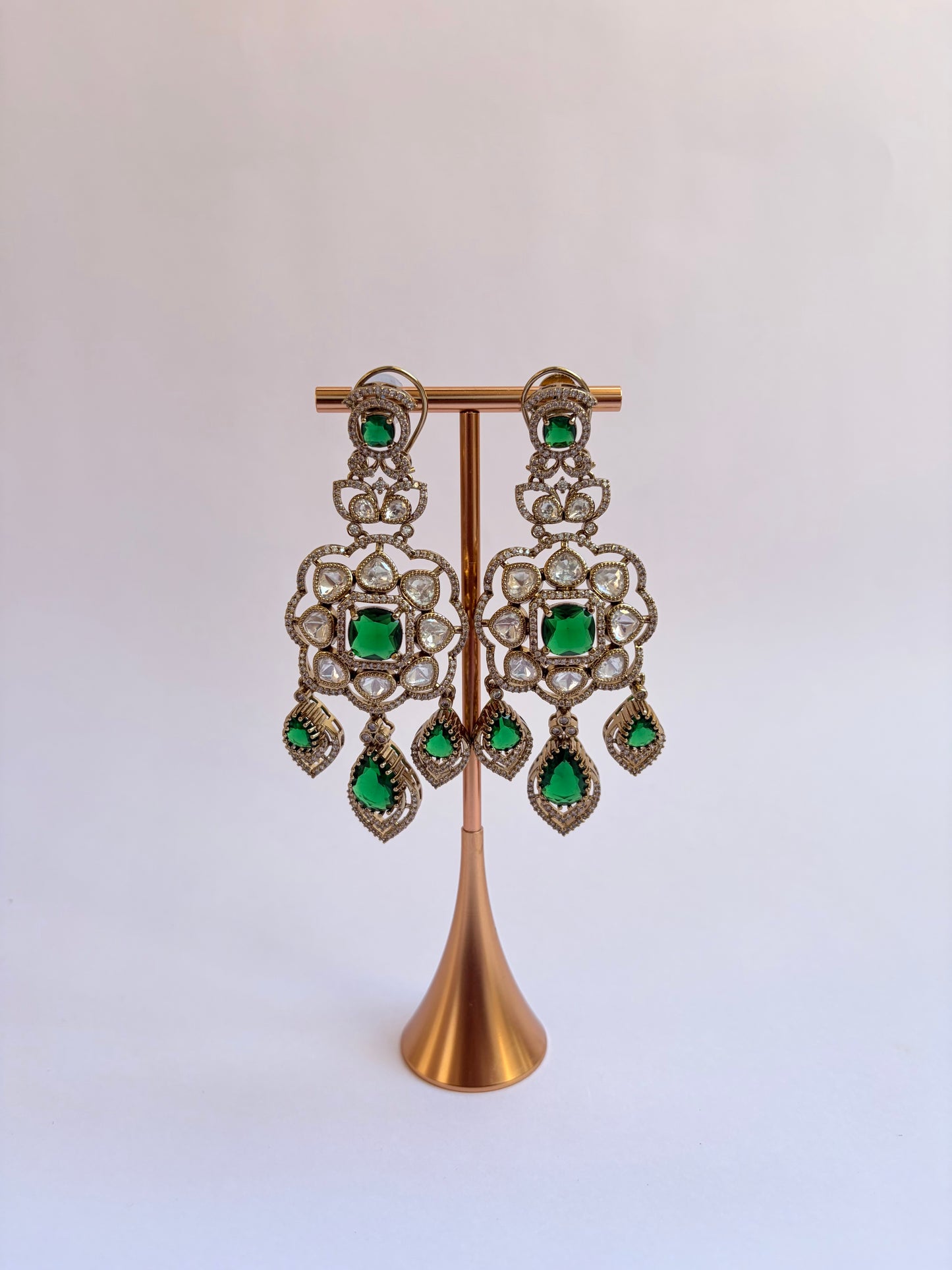 Green Moissanite Floral Semi Bridal Necklace