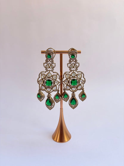 Green Moissanite Floral Semi Bridal Necklace
