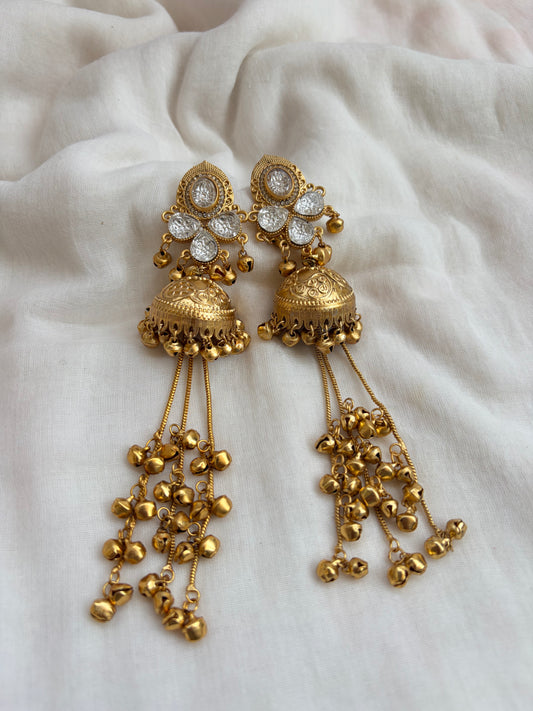 Kashmiri Long Jhumki Brass Earrings