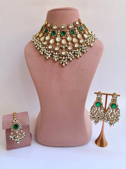 Heavy Moissanite Kundan Bridal Necklace Set