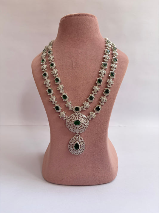 Diamond Layered Emerald Statement Necklace