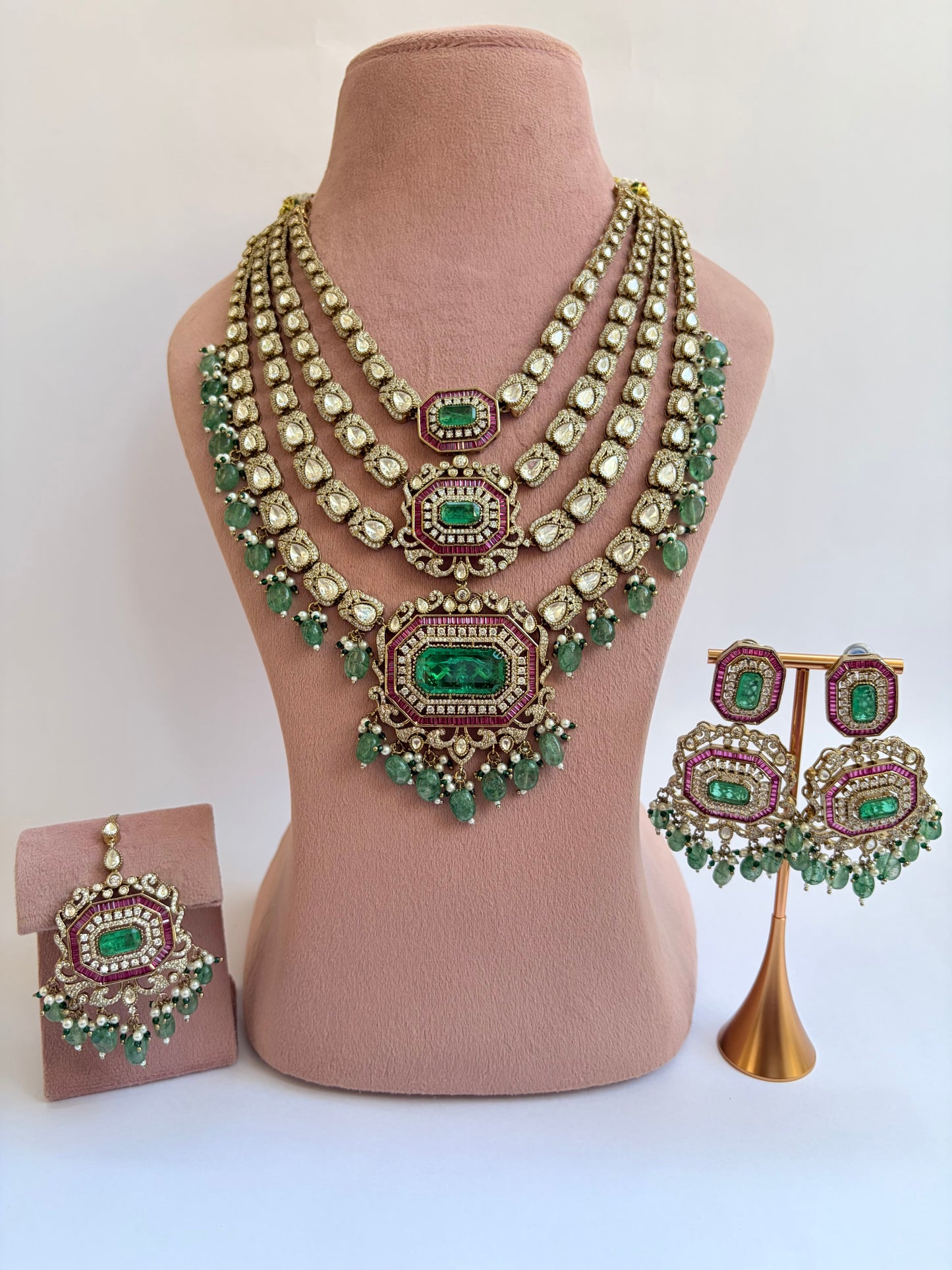 Multi Layer Pearl Moissanite Bridal Necklace
