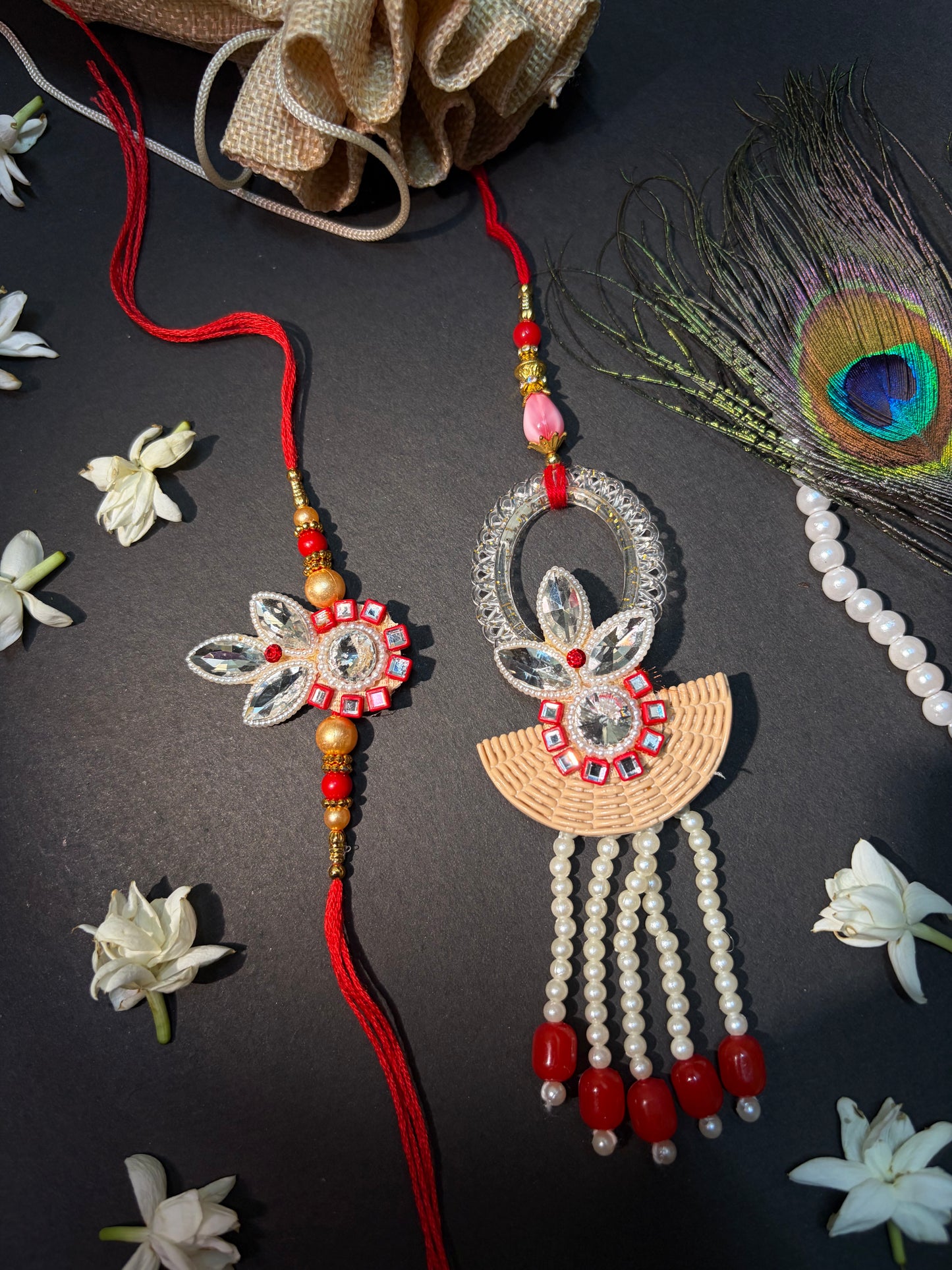 Ruby Pearl Designer Bhaiya Bhabhi Pair Rakhi