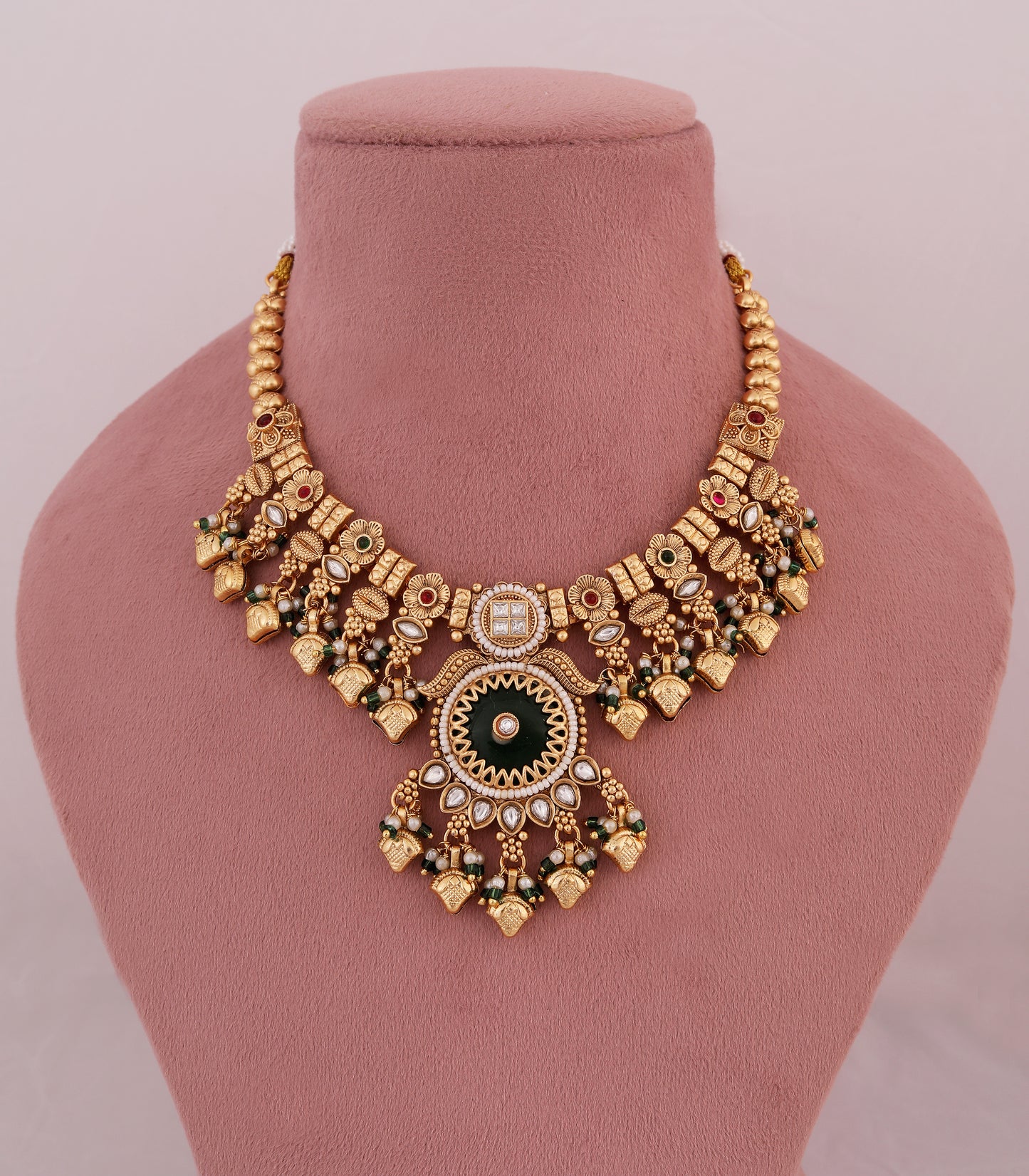 Temple Style Gold Necklace Set