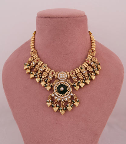 Temple Style Gold Necklace Set