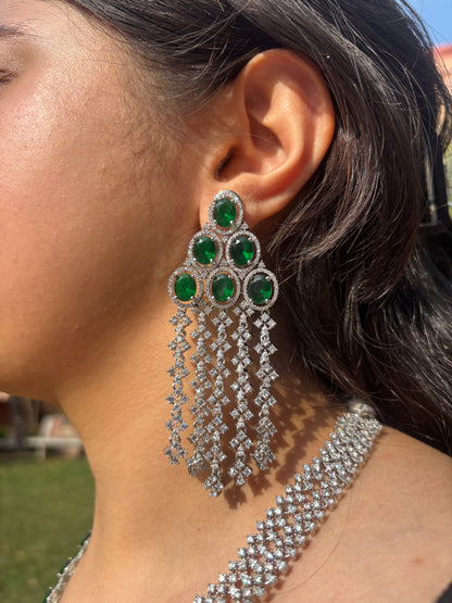 Diamond Style Layered Emerald Necklace