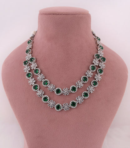 Green Double Layer Diamond Necklace