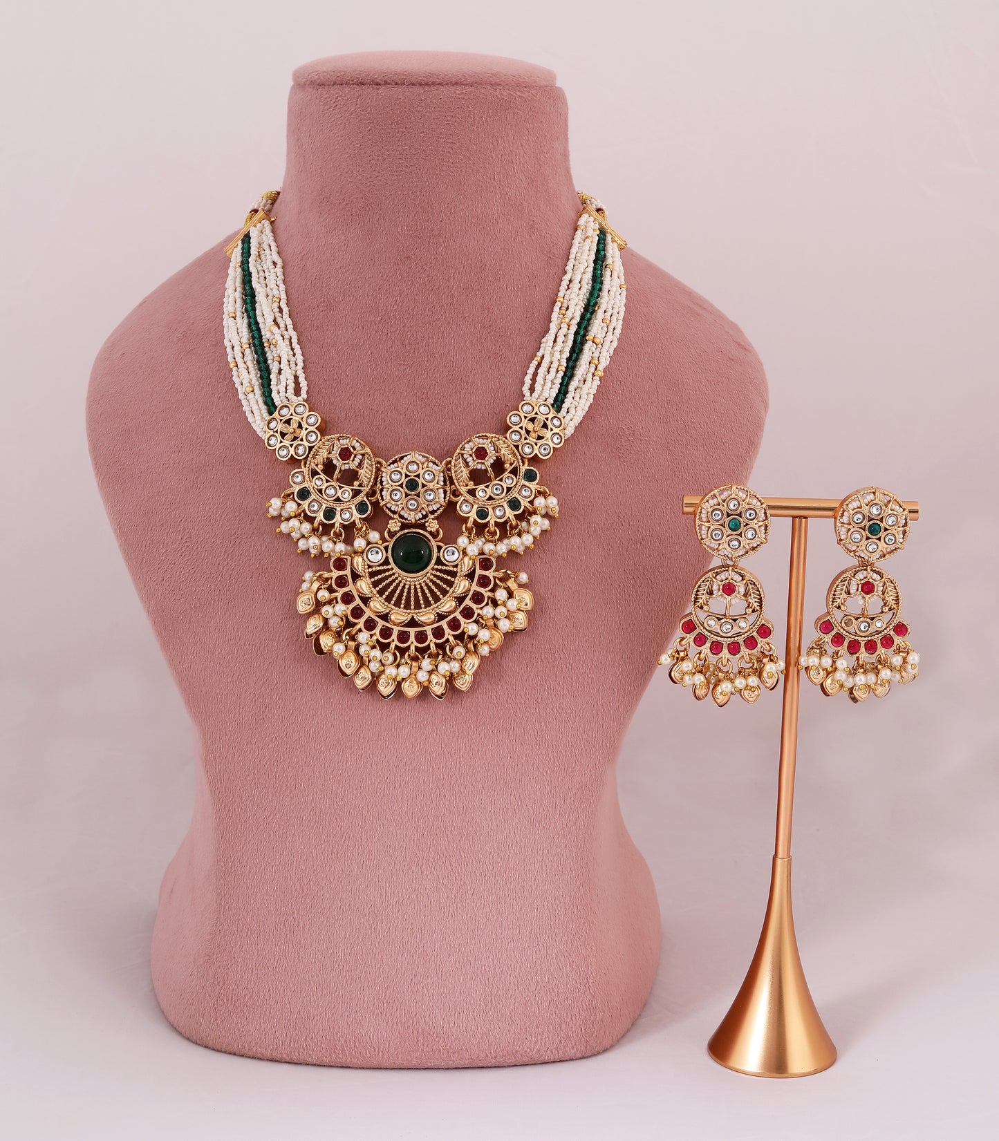Traditional Multi-Strand Kundan Necklace Set