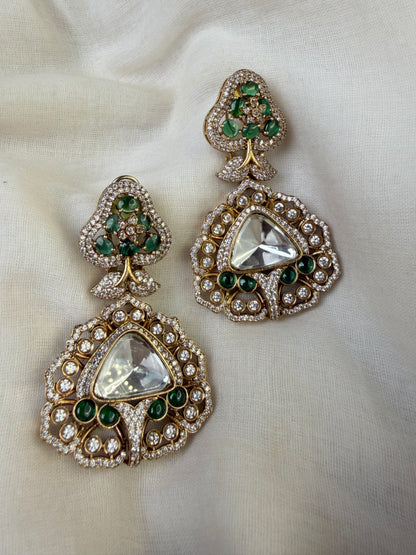 Green Moissanite Choker Pearl Drop Necklace
