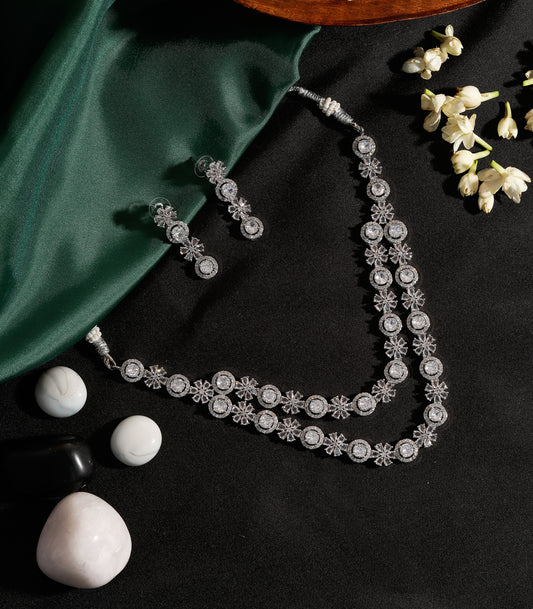 White Double Layer Diamond Necklace