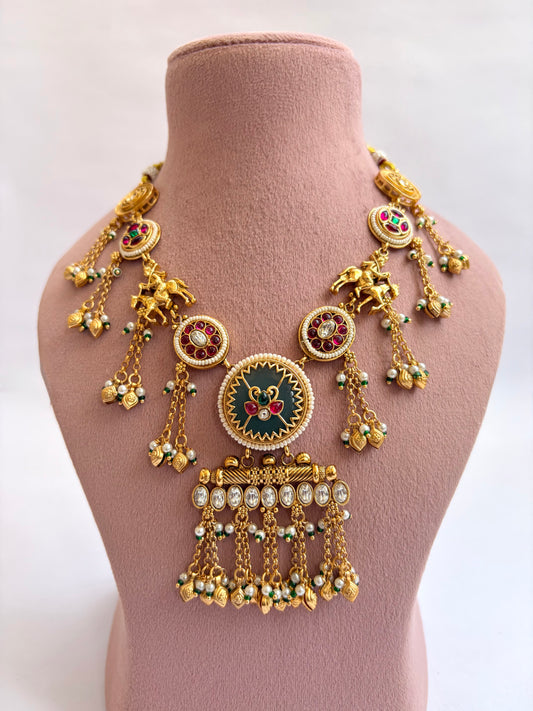 Heritage Collar Necklace With Falling Ghunhroo Design