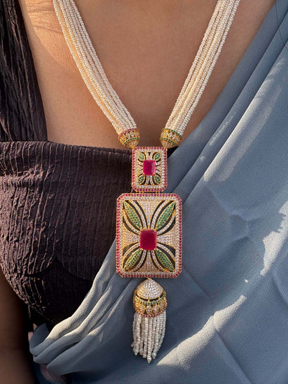 Pearl Thread Choker and Rani Haar