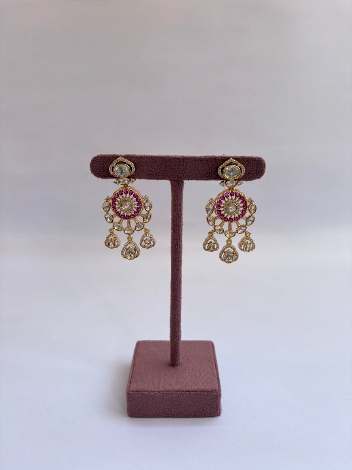 Ruby Flowered Falling Moissanite Necklace