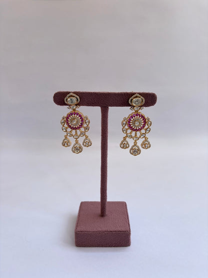Ruby Flowered Falling Moissanite Necklace