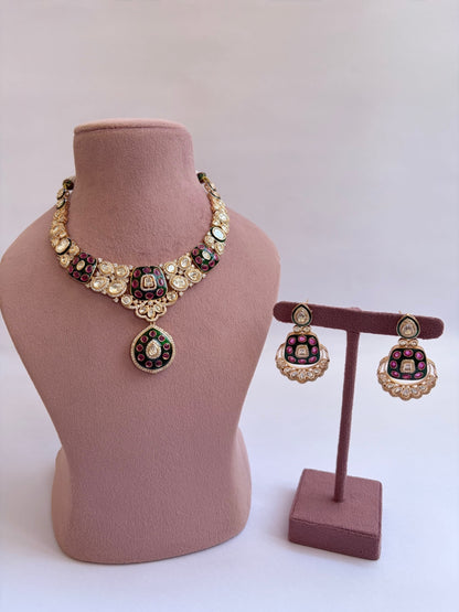 Royal Ruby Texture Kundan Necklace