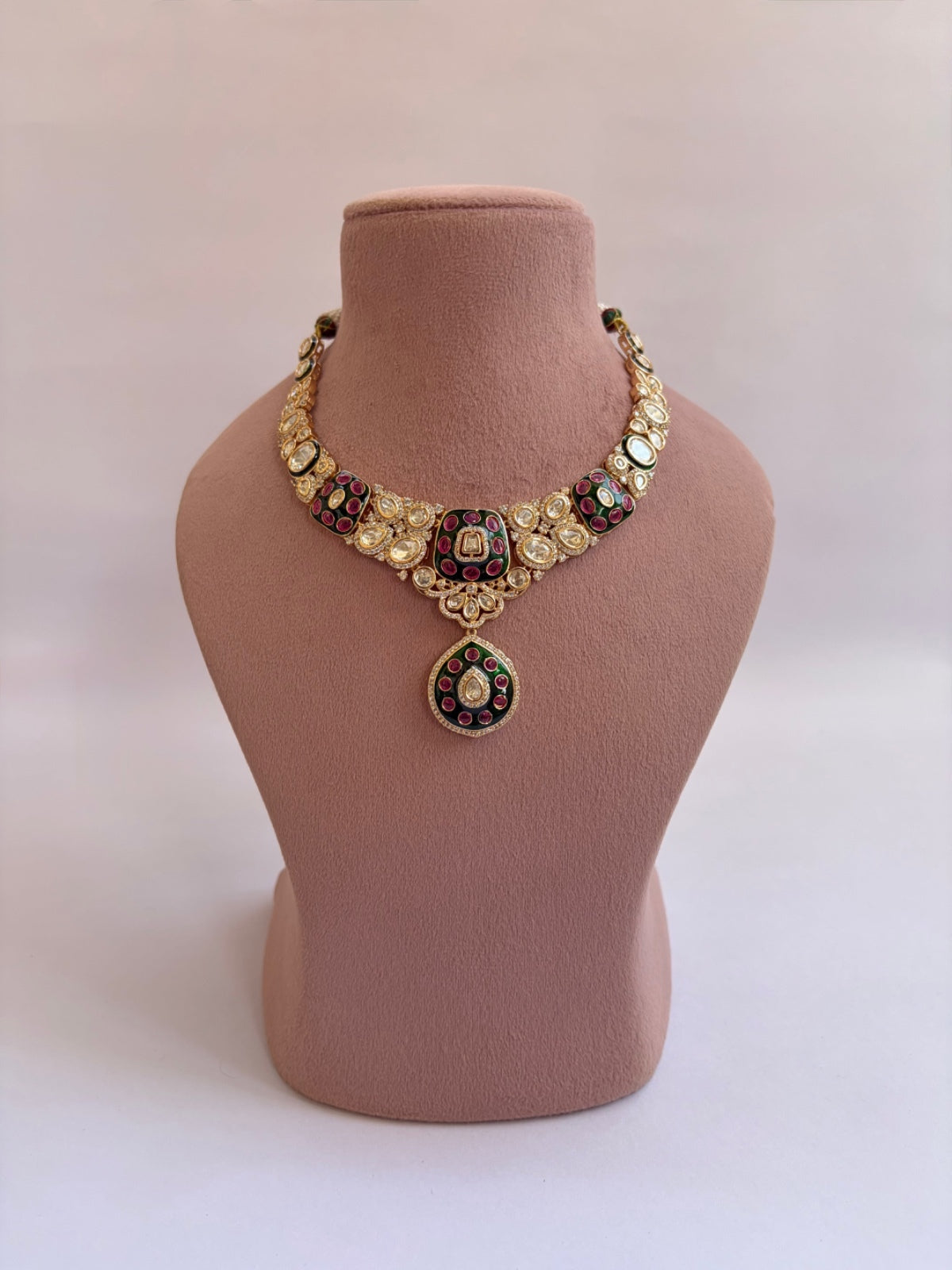 Royal Ruby Texture Kundan Necklace