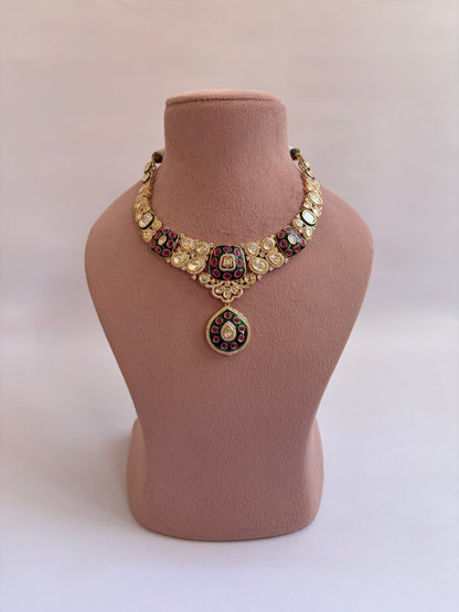 Royal Ruby Texture Kundan Necklace