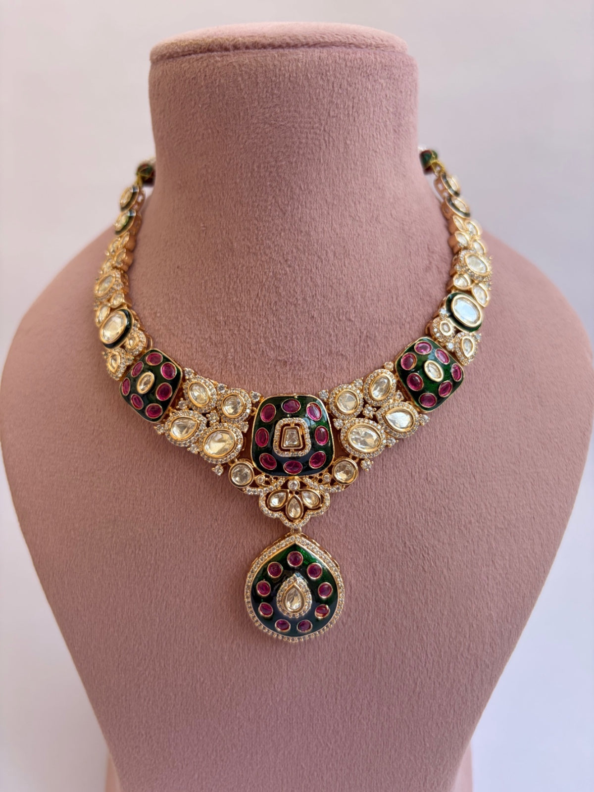 Royal Ruby Texture Kundan Necklace