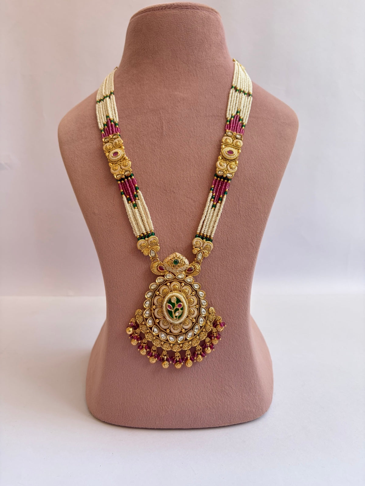 Rajwada Gold Plated Pearl Long Mala