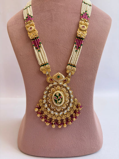 Rajwada Gold Plated Pearl Long Mala