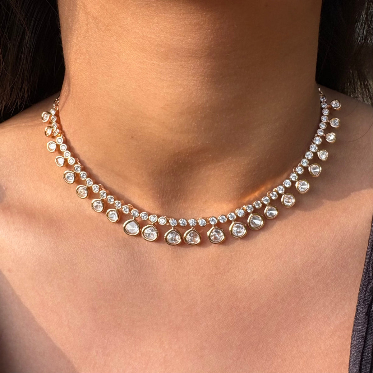 Royal Glow Moissanite Polki Chain necklace