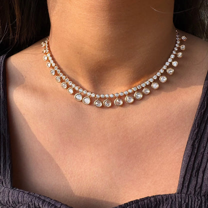 Royal Glow Moissanite Polki Chain necklace