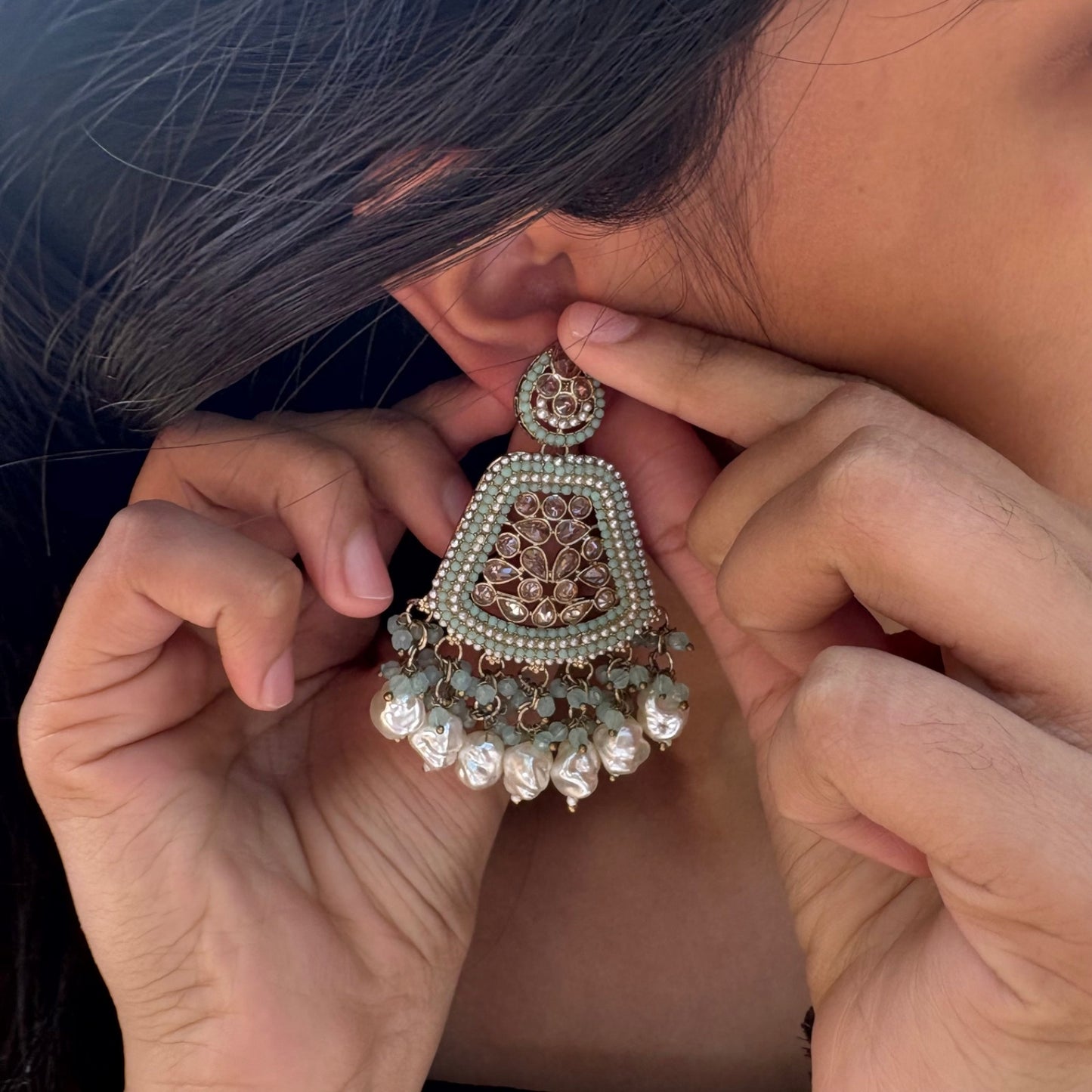 Royal Kundan Pearl kashmiri Earrings