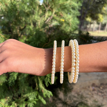 Royal Pearl Glow Designer Bangles (Piece of 4)
