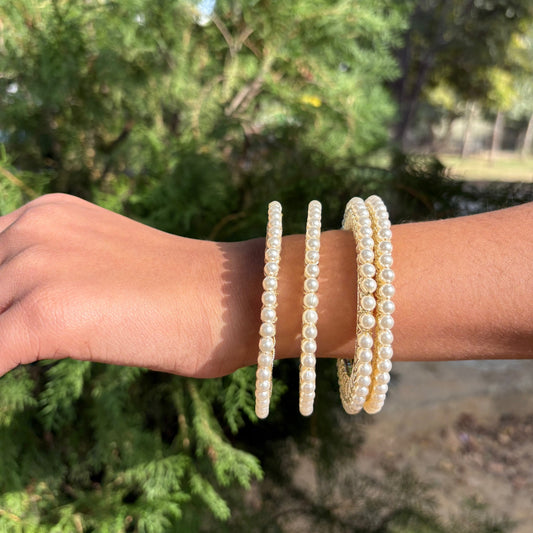 Royal Pearl Glow Designer Bangles (Piece of 4)