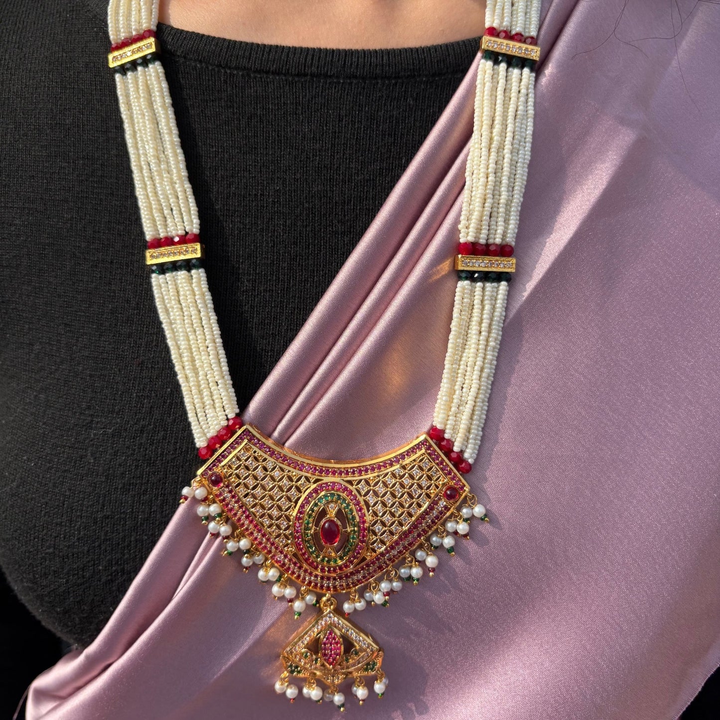 Traditional Jadau Beaded Mala Set