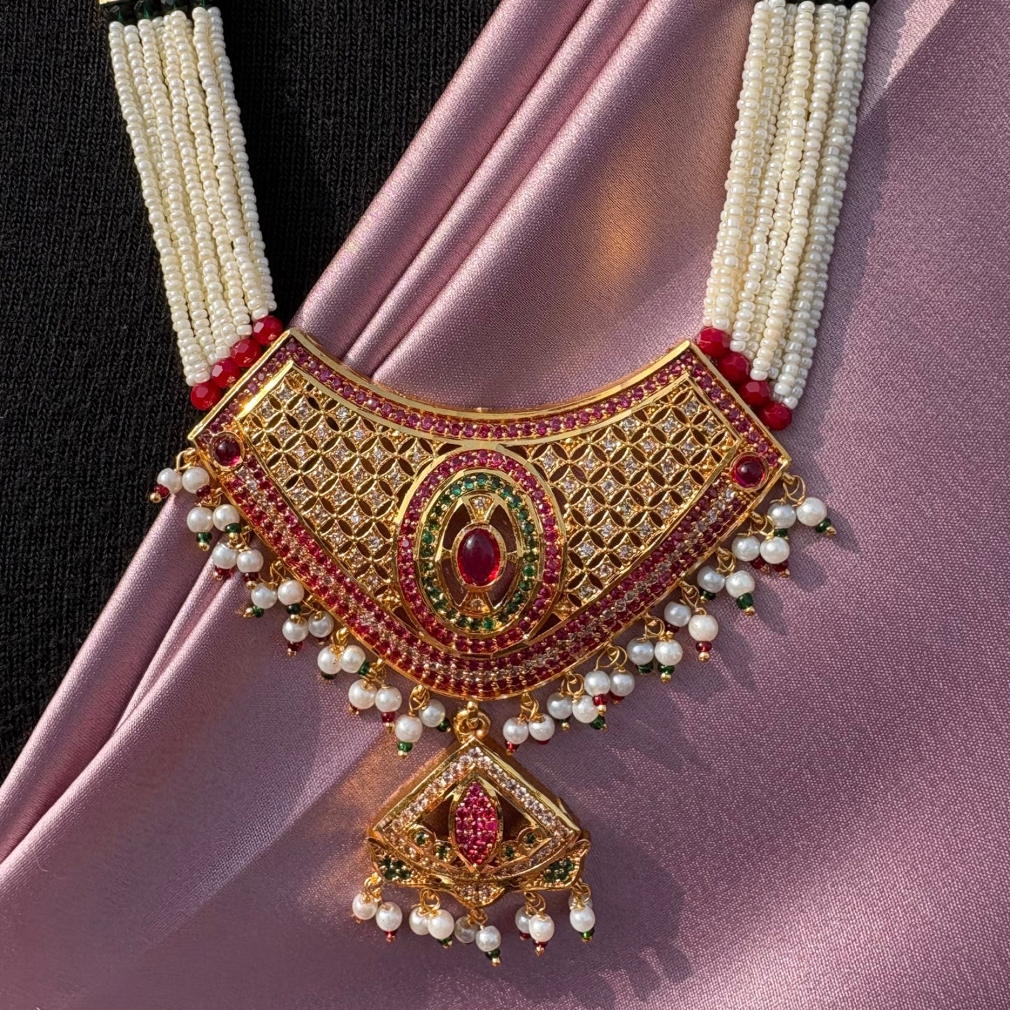 Traditional Jadau Beaded Mala Set