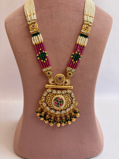 Gold Plated Pearl Long Mala Set