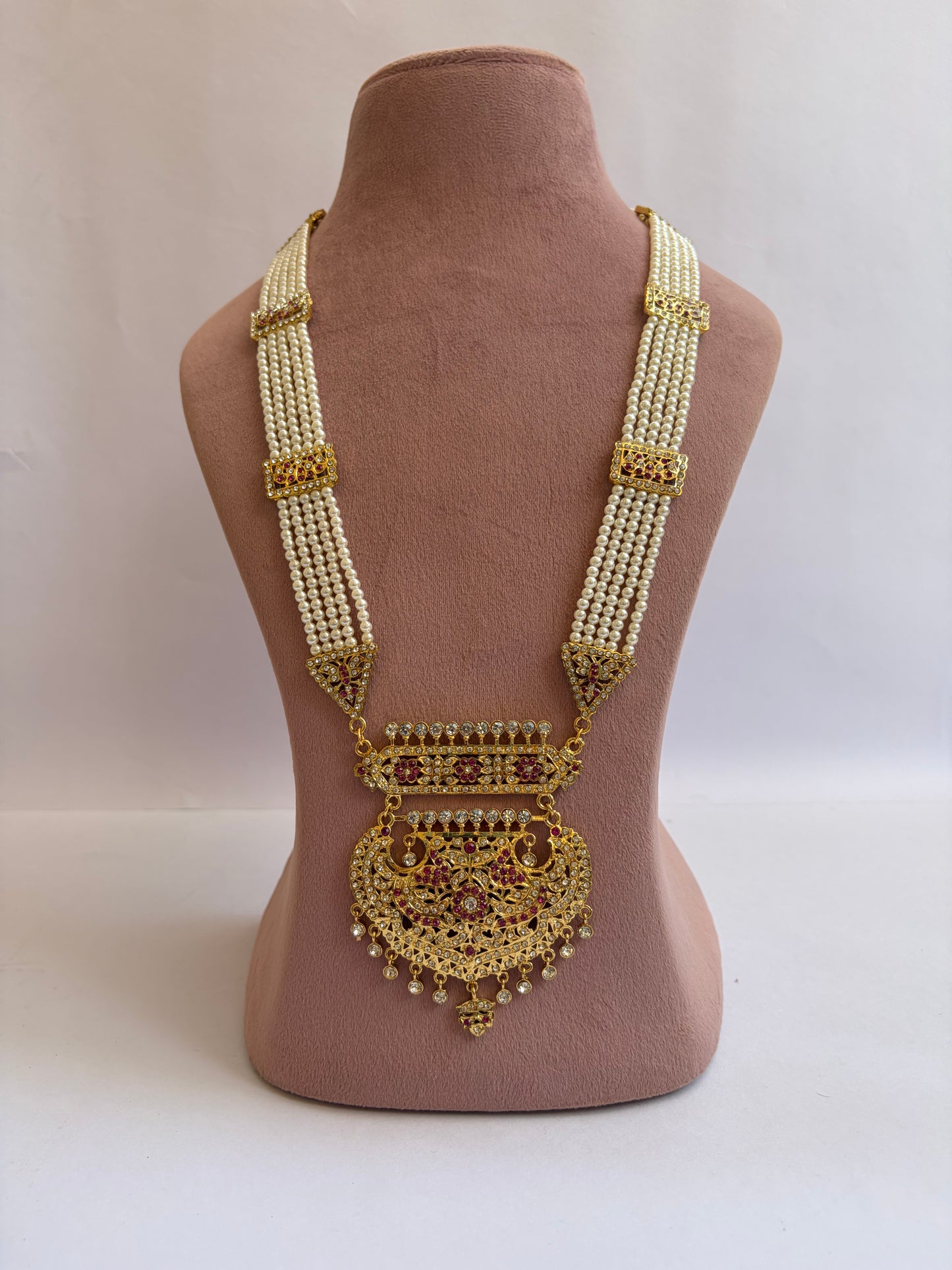 Rotal Gold Plated Pearl Long Mala Set