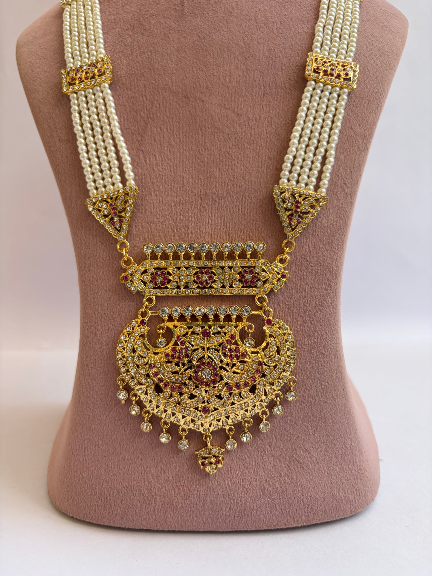 Rotal Gold Plated Pearl Long Mala Set