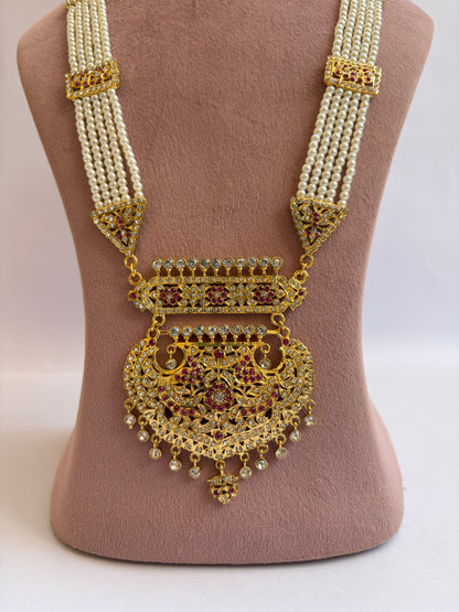 Rotal Gold Plated Pearl Long Mala Set