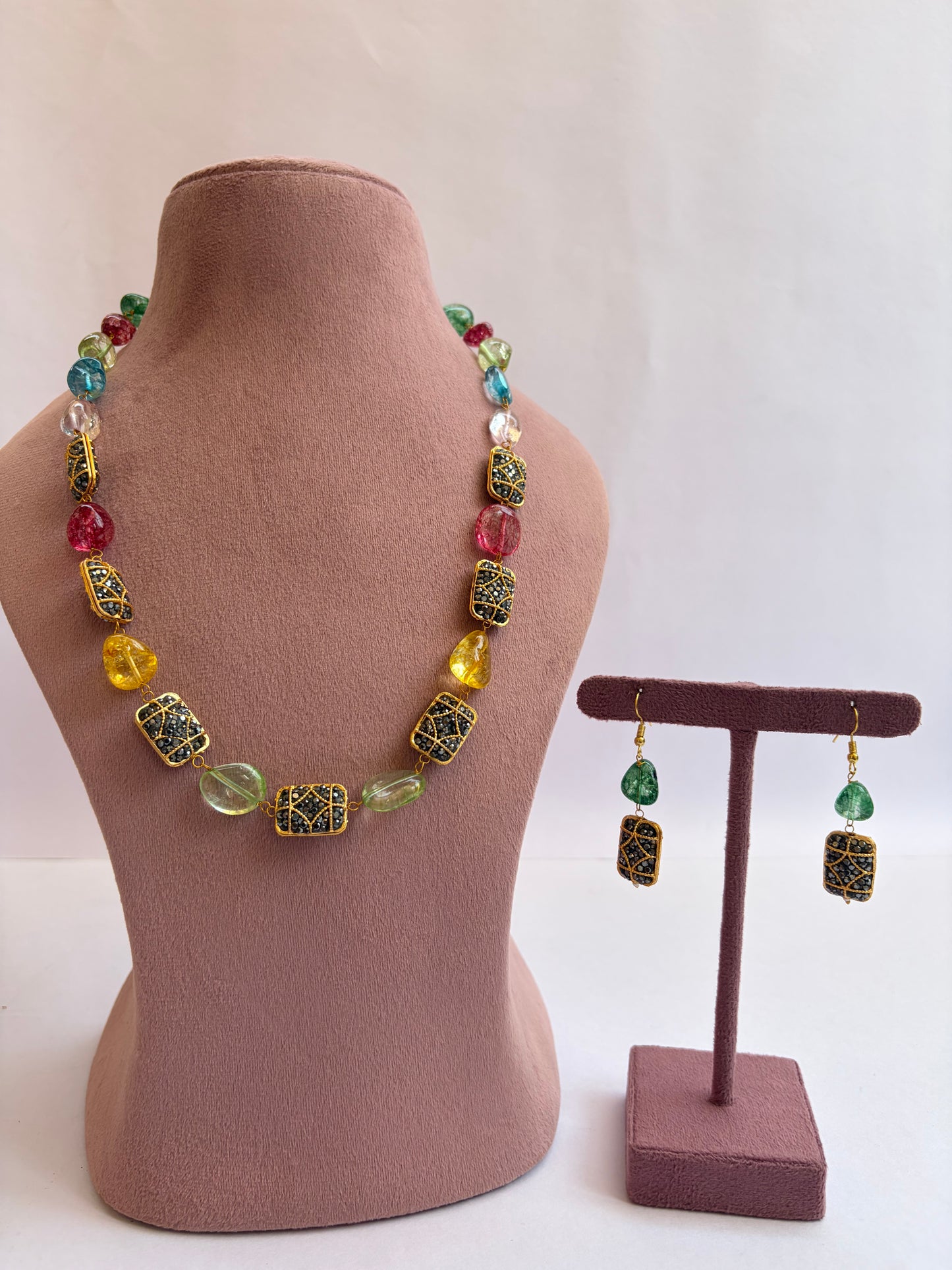 Multi Colour Crystal Mala Long Set