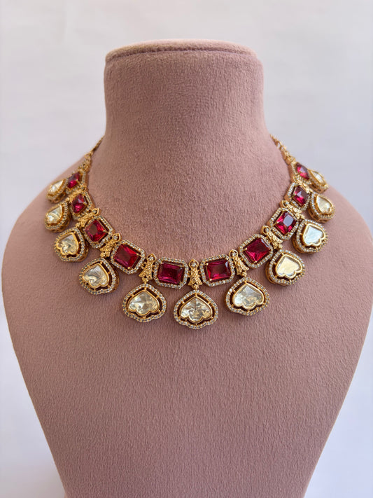 Moissanite Ruby Diamond Necklace