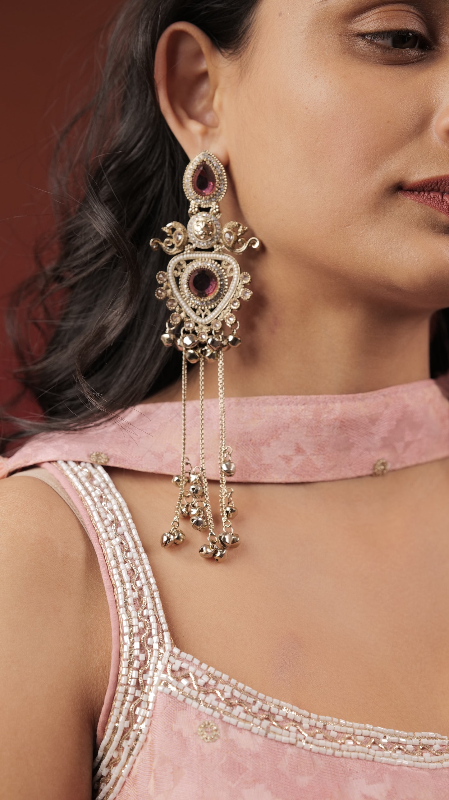 Sabyasachi Inspired Kashmiri Long Earrings Pastel